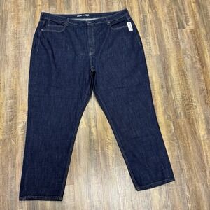 Old Navy Women's 24 Plus Size Slouchy Jeans Dark Wash High Rise Cropped Straight